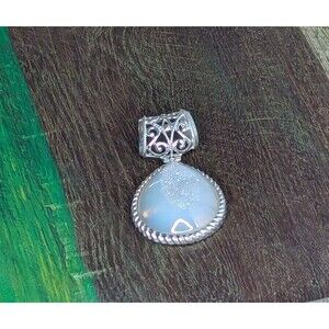 Artisan Gem Collection Druzy Quartz Pendant, White, Sterling Silver